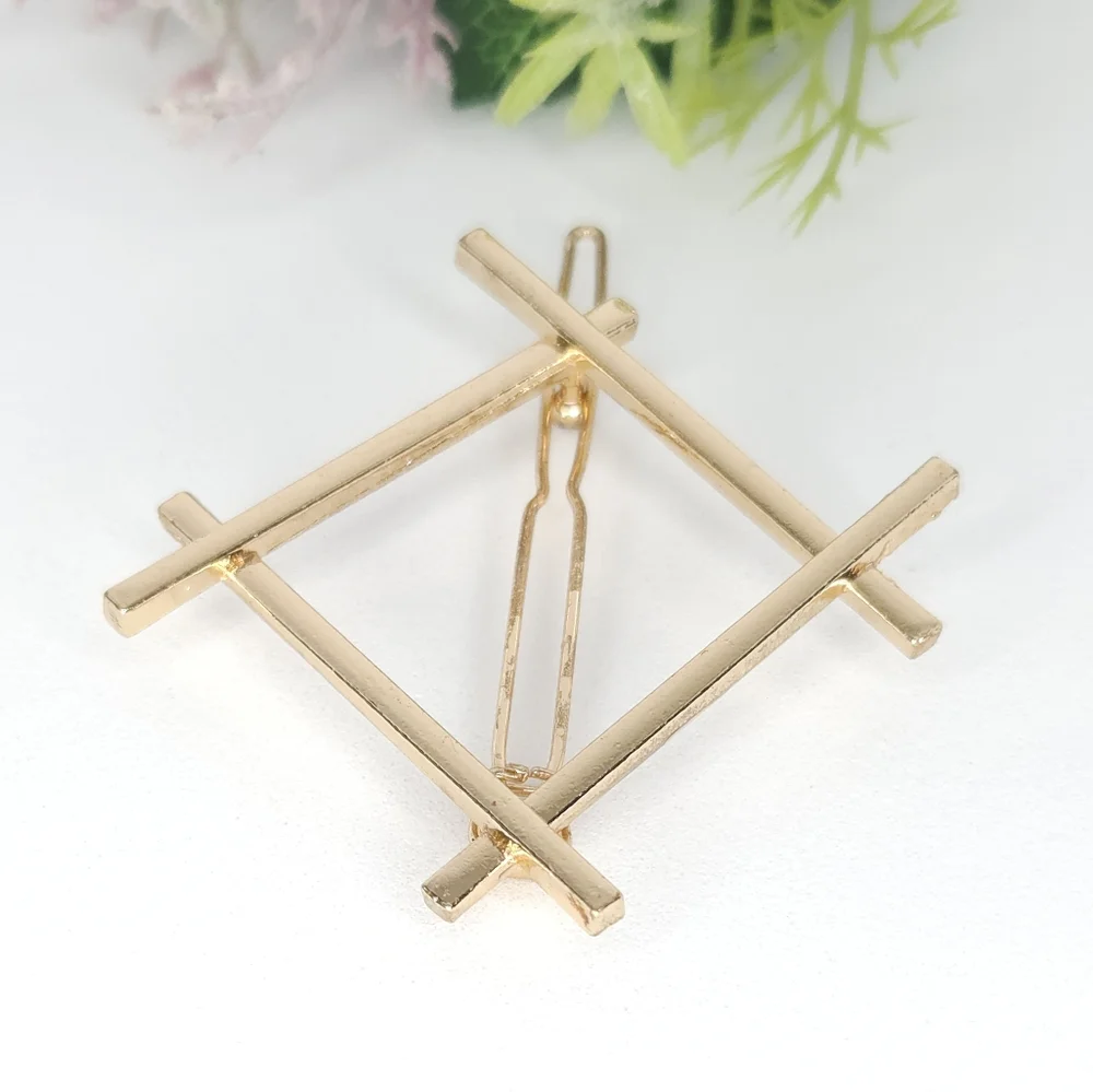 Gold Plated Geometric Hair Barrette